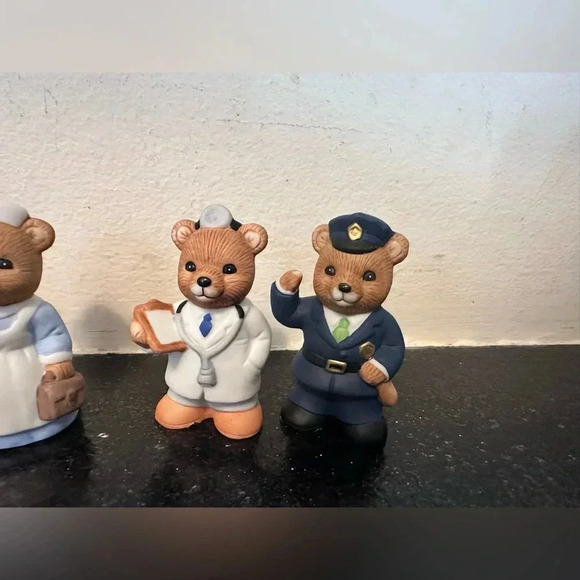 HOMCO Essentials Workers Porcelain Bears  #8805 Set Of 4 - Picture 3 of 5